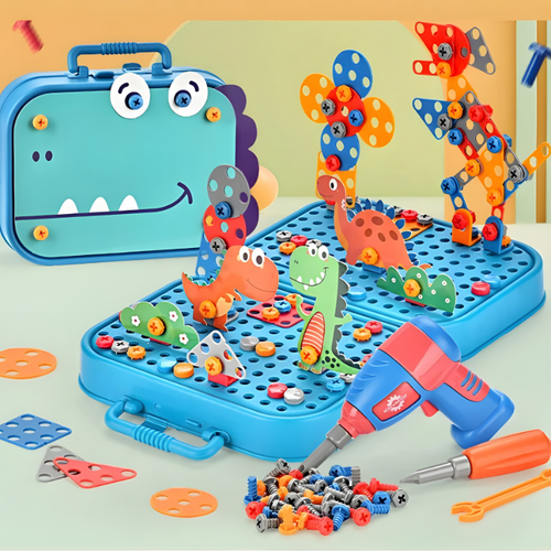 3D Dinosaur Drill Puzzle Tool Box for Kids