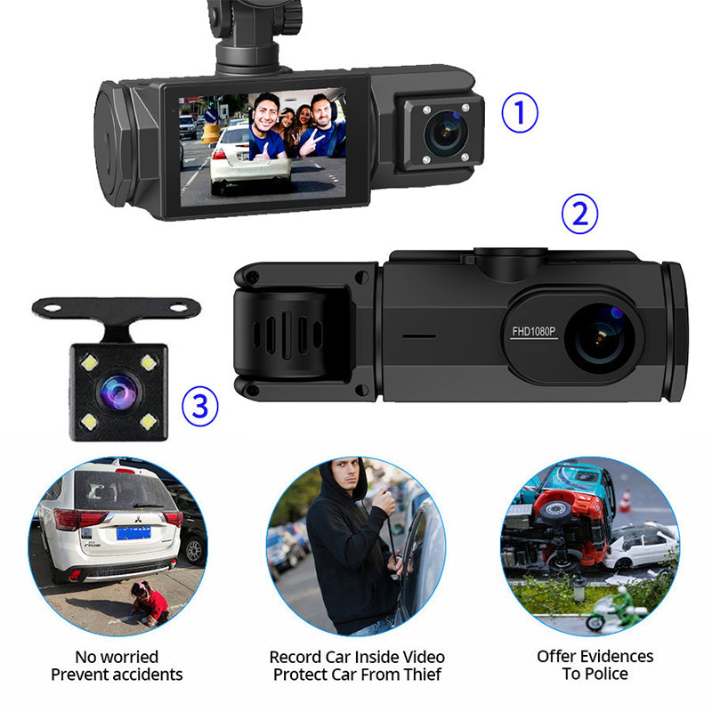 1080P HD Front & Rear Dash Cam with Reverse Camera – Drive Safer Every Day