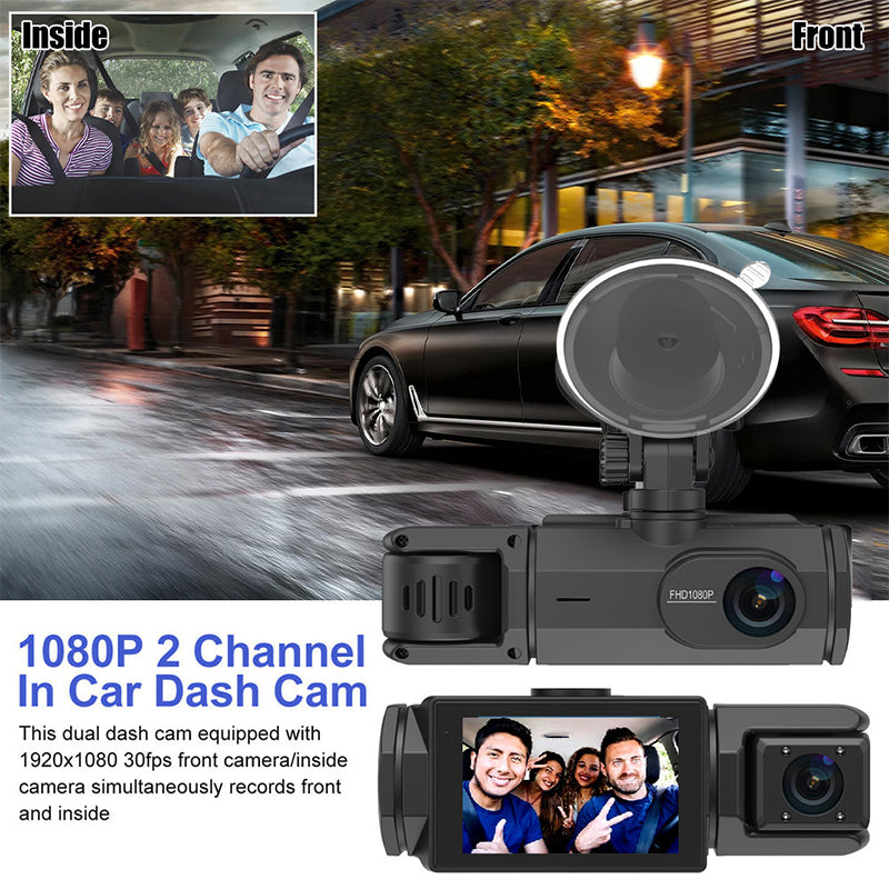 1080P HD Front & Rear Dash Cam with Reverse Camera – Drive Safer Every Day