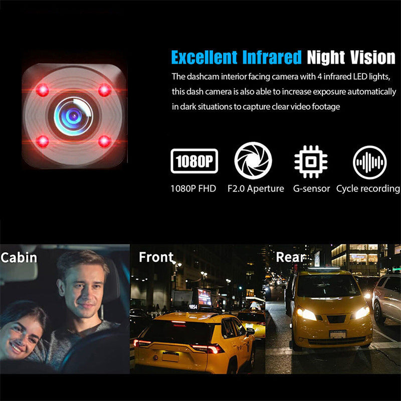 1080P HD Front & Rear Dash Cam with Reverse Camera – Drive Safer Every Day