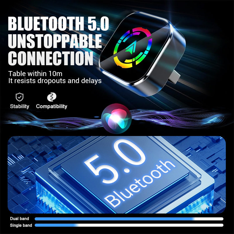 2-in-1 Wireless Adapter for Apple CarPlay & Android Auto – Plug & Play, Fast & Stable